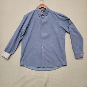Steel & Jelly‎ Men's Blue Long Sleeve Button Up Flip Cuff Shirt Size XL